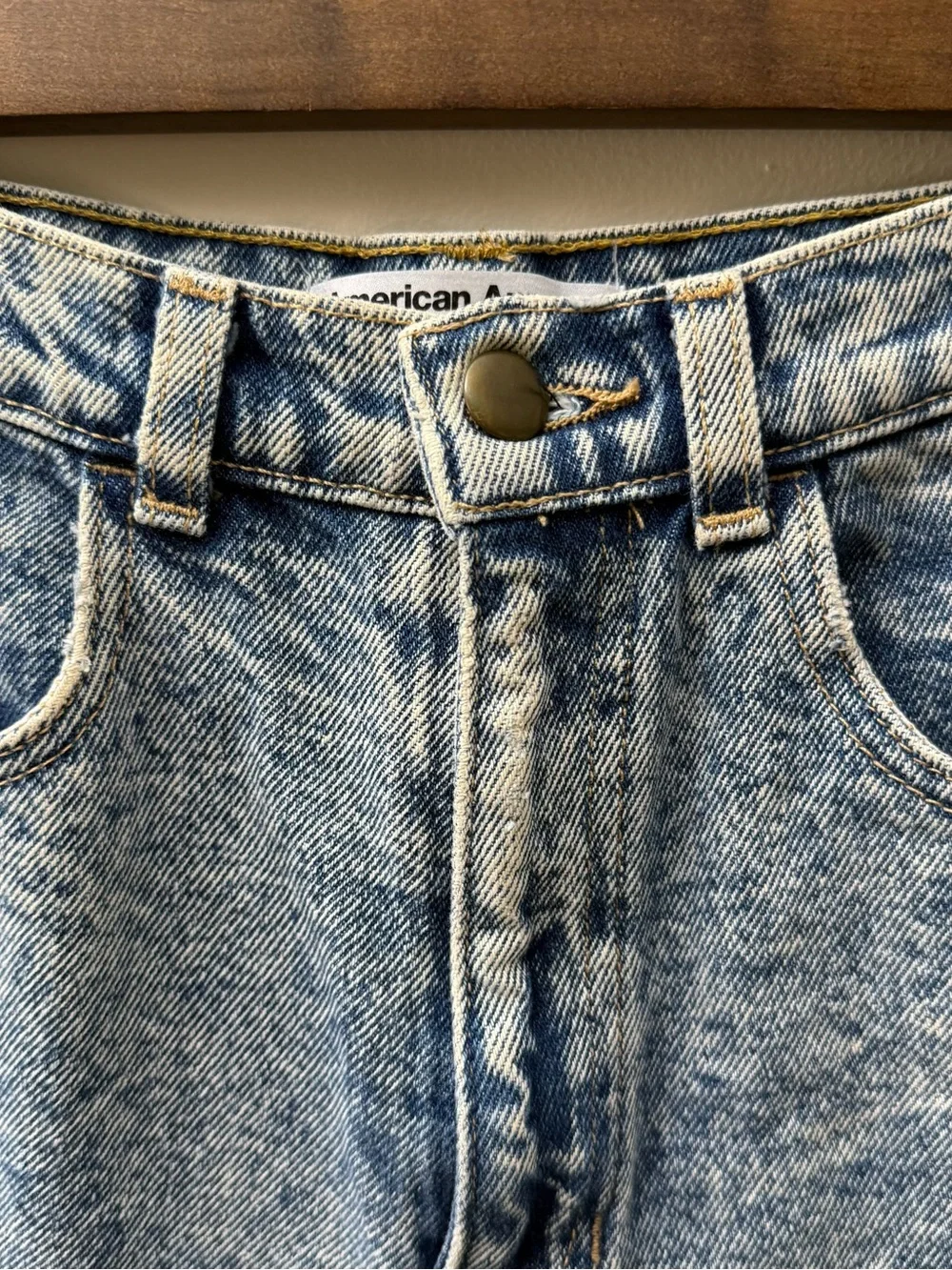 American Apparel Light Wash High-Rise Denim Shorts